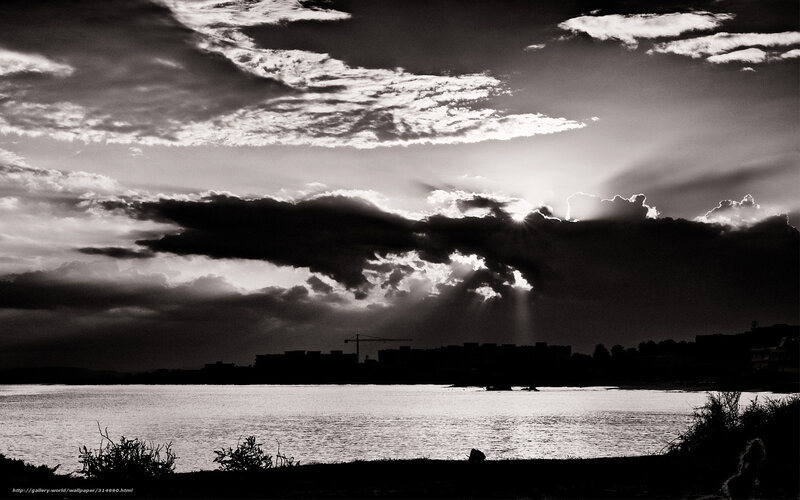 Sunlight Through Clouds — Black, Dramatic, Sunset, Photograph, Water