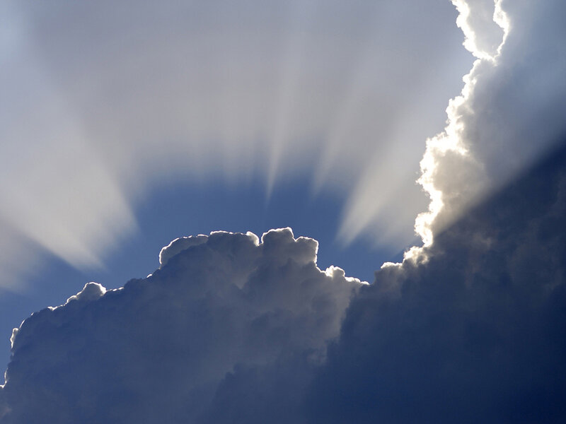 Sunlight Through Clouds — Blue, Dramatic, Afternoon, Photograph, Sky, Sunbeams