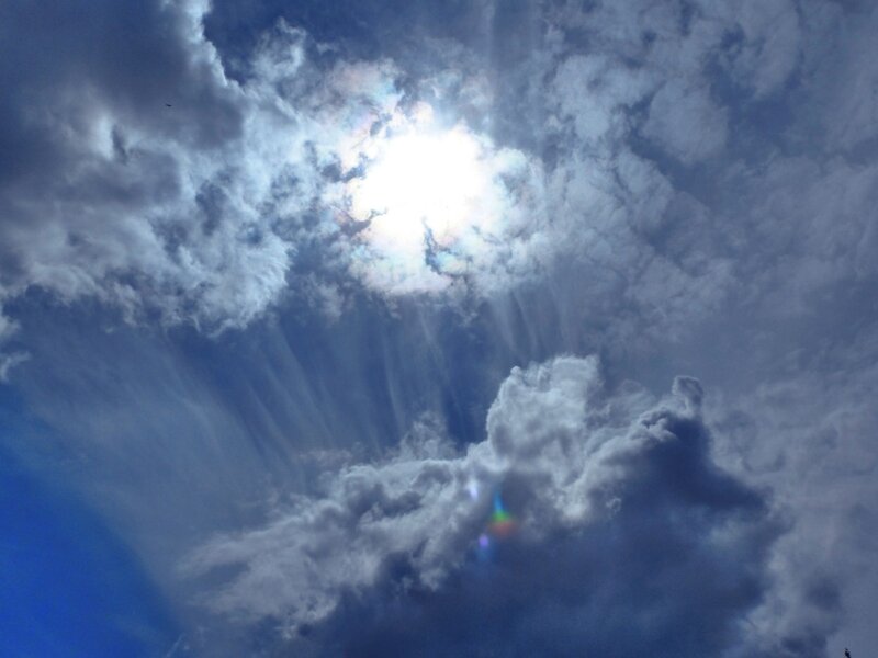 Sunlight Through Clouds — Blue, Dramatic, Afternoon, Photograph, Sun, Bird
