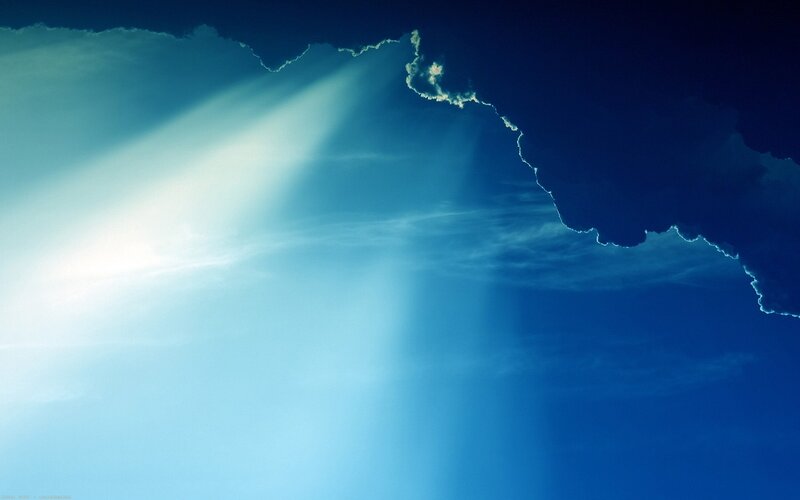 Sunlight Through Clouds — Blue, Dramatic, Photograph, Sky