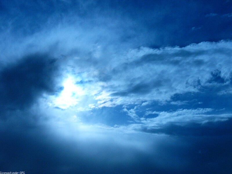 Sunlight Through Clouds — Blue, Dramatic, Photograph, Sun