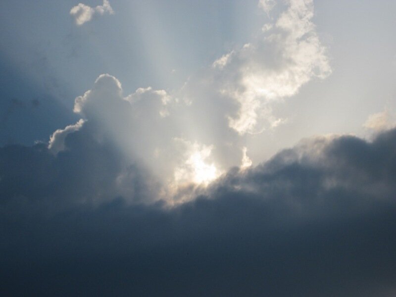 Sunlight Through Clouds — Blue, Dramatic, Photograph, Sun, White