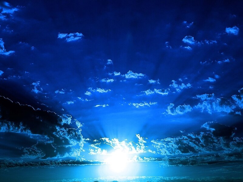 Sunlight Through Clouds — Blue, Dramatic, Sunrise, Photograph, Sun