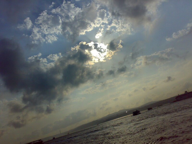 Sunlight Through Clouds — Blue, Dramatic, Sunset, Photograph, Sea, Boats