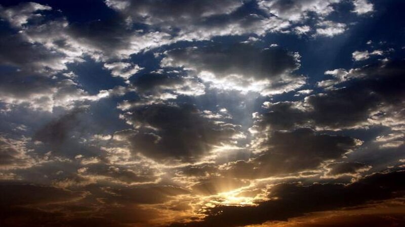 Sunlight Through Clouds — Blue, Dramatic, Sunset, Photograph, Sun