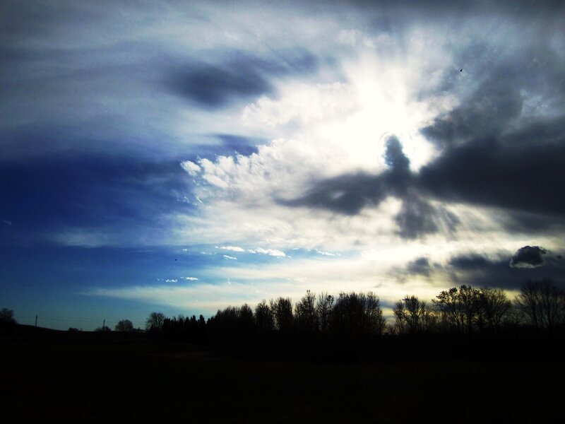 Sunlight Through Clouds — Blue, Dramatic, Sunset, Photograph