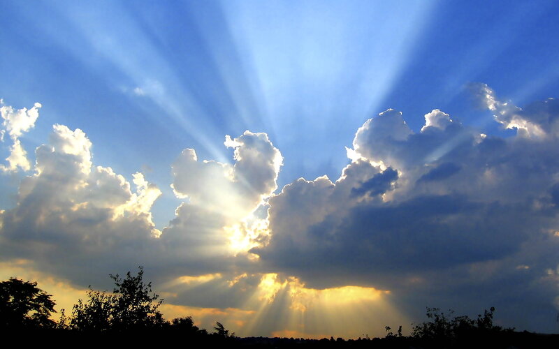 Sunlight Through Clouds — Blue, Dramatic