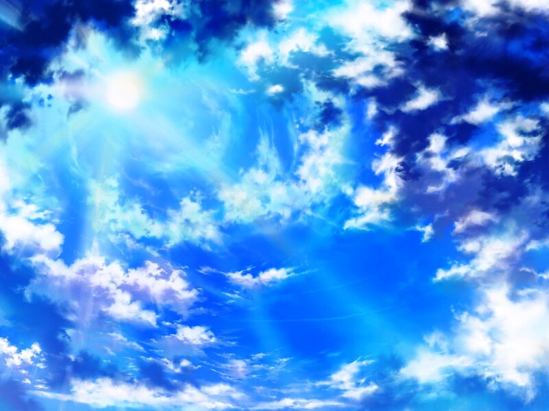 Sunlight Through Clouds — Blue, Serene, Afternoon, Digital Art