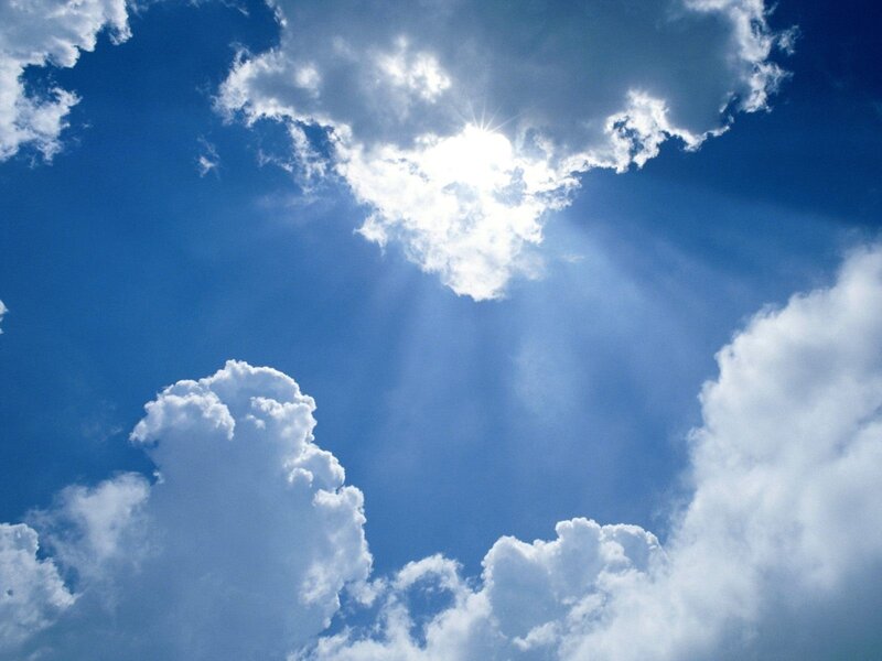 Sunlight Through Clouds — Blue, Serene, Afternoon, Photograph, Sun