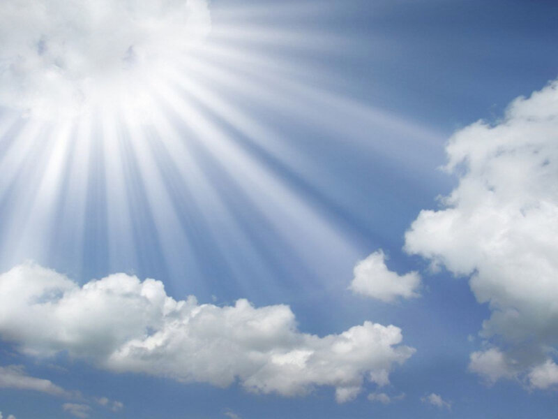 Sunlight Through Clouds — Blue, Serene, Morning, Photograph
