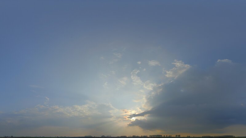 Sunlight Through Clouds — Blue, Serene, Sunset, Photograph, Sky