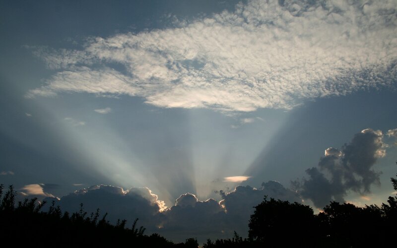 Sunlight Through Clouds — Blue, Sunset