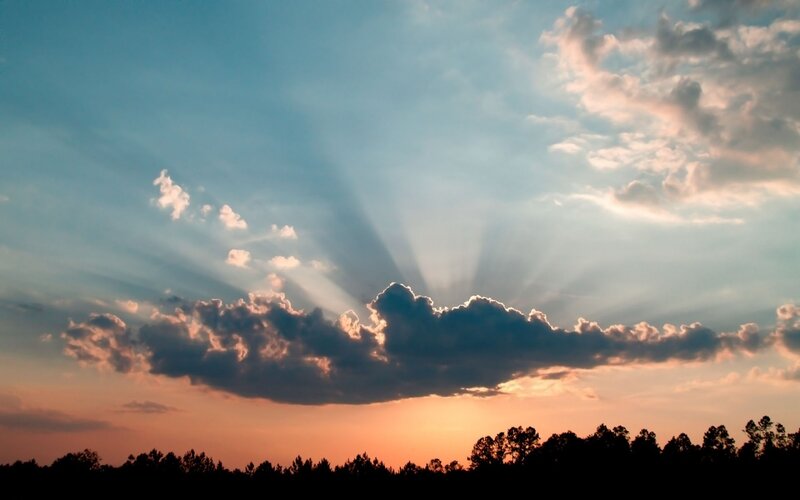 Sunlight Through Clouds — Blue, Trees