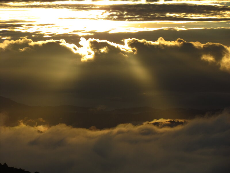 Sunlight Through Clouds — Gold, Dramatic, Sunset, Photograph, Mountains