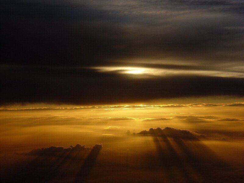 Sunlight Through Clouds — Gold, Sunset