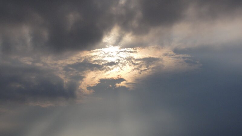 Sunlight Through Clouds — Gray, Dramatic, Afternoon, Photograph, Sun, White