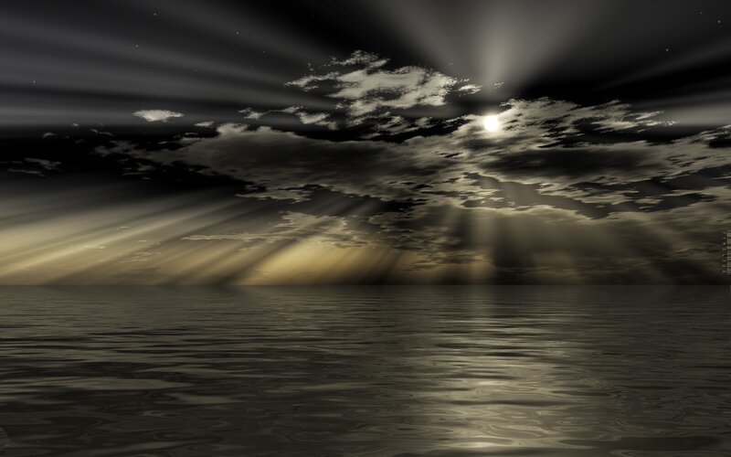 Sunlight Through Clouds — Gray, Dramatic, Night