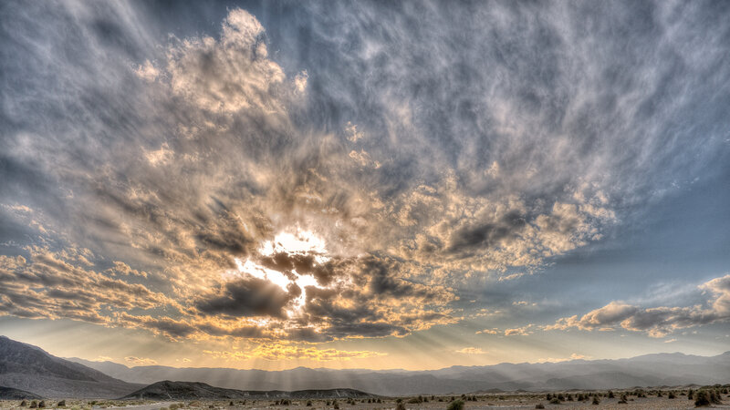Sunlight Through Clouds — Gray, Dramatic, Sunrise, Photograph