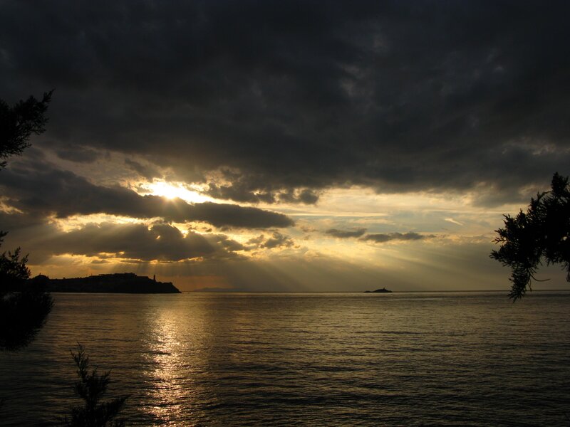 Sunlight Through Clouds — Gray, Dramatic, Sunset, Photograph, Sea