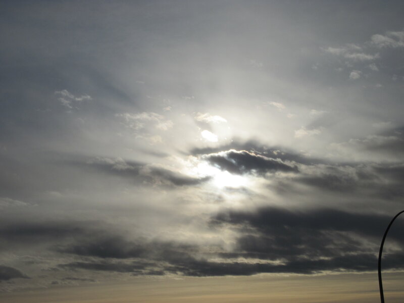 Sunlight Through Clouds — Gray, Dramatic, Sunset, Photograph, Sky, Street Light