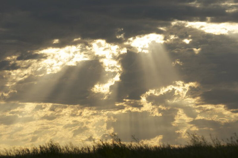 Sunlight Through Clouds — Gray, Dramatic, Sunset, Photograph, Sky