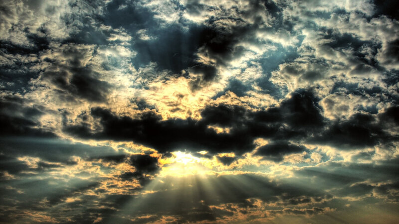 Sunlight Through Clouds — Gray, Dramatic, Sunset, Photograph, Sun, Rays