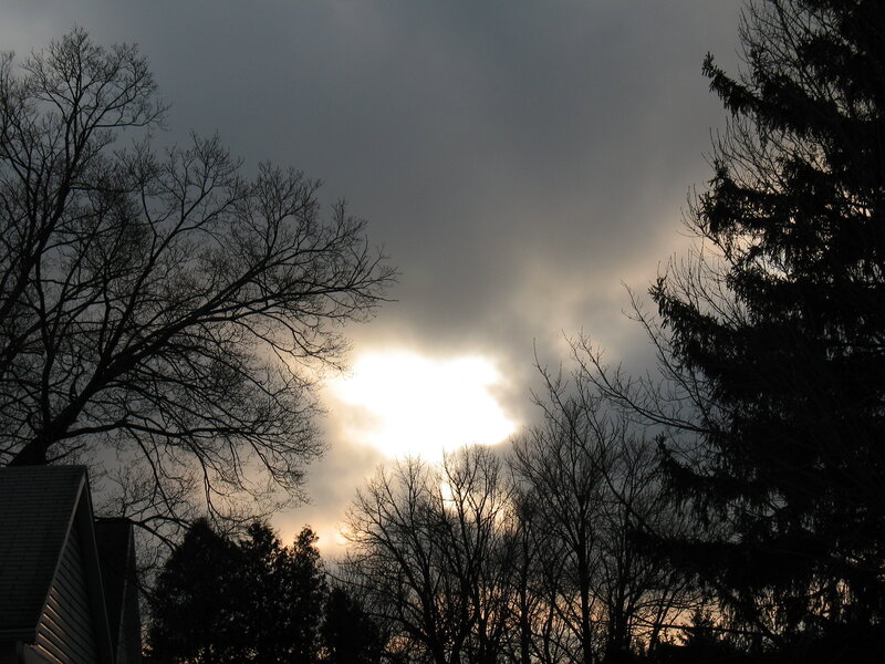Sunlight Through Clouds — Gray, Dramatic, Sunset, Photograph, Trees, Sky