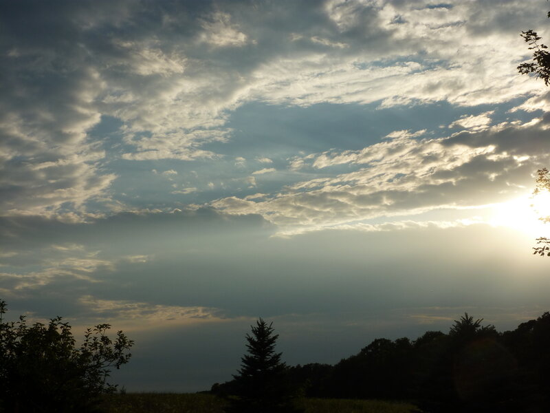 Sunlight Through Clouds — Gray, Dramatic, Sunset, Photograph, Trees