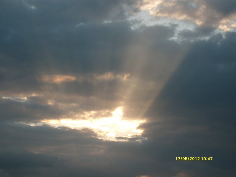 Sunlight Through Clouds — Gray, Dramatic, Sunset, Photograph, Yellow, White