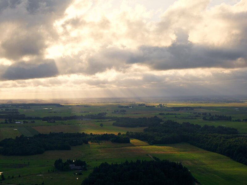 Sunlight Through Clouds — Green, Dramatic, Sunrise, Photograph