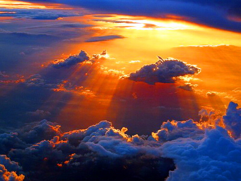 Sunlight Through Clouds — Orange, Dramatic