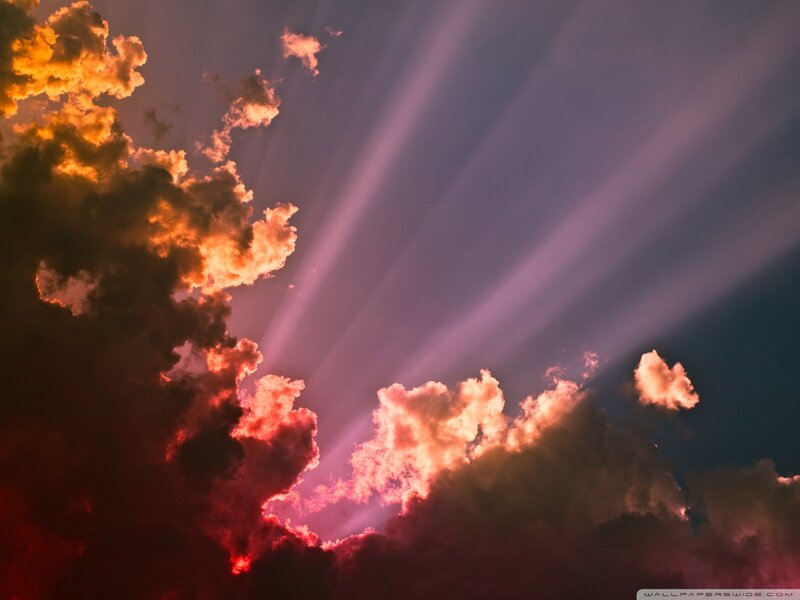 Sunlight Through Clouds — Purple, Dramatic, Sunset, Photograph