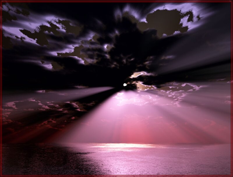 Sunlight Through Clouds — Purple, Dramatic