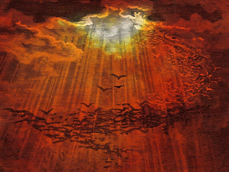 Sunlight Through Clouds — Red, Dramatic