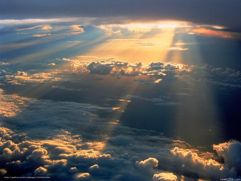 Sunlight Through Clouds — Yellow, Dramatic, Sunset, Photograph, Sky