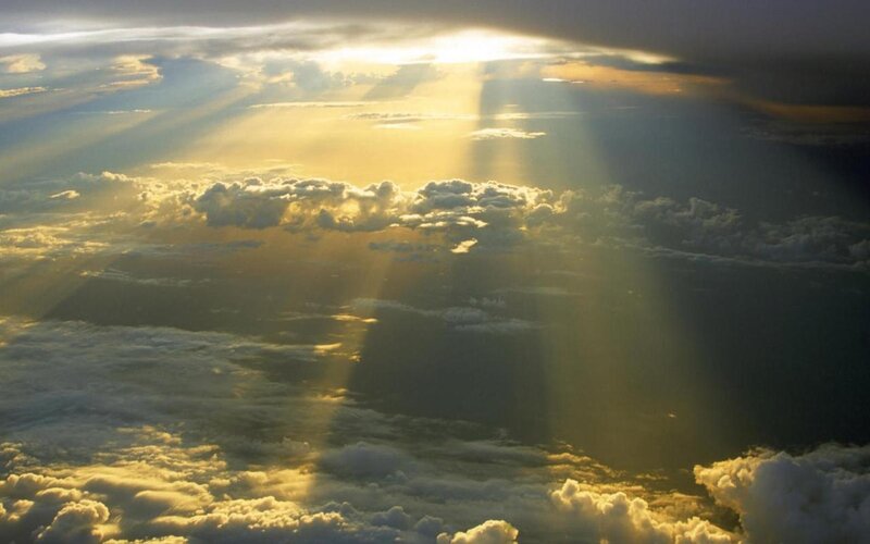 Sunlight Through Clouds — Yellow, Dramatic, Sunset, Photograph, Sky, White