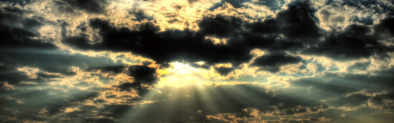 Sunlight Through Clouds — Yellow, Dramatic, Sunset, Photograph, Sun, Rays