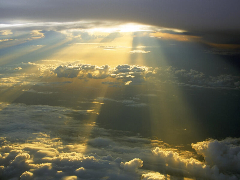 Sunlight Through Clouds — Yellow, Dramatic, Sunset, Photograph, Sunbeams, Sky
