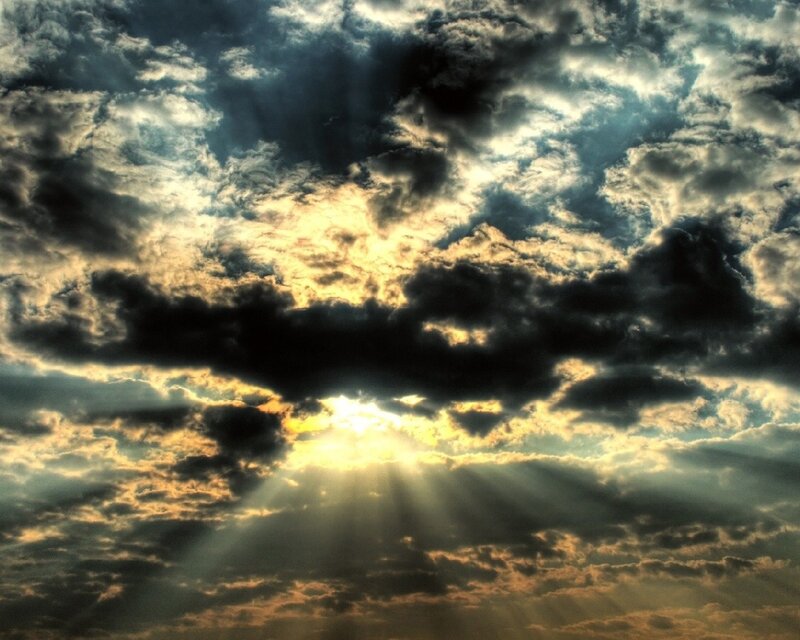 Sunlight Through Clouds — Yellow, Sunset