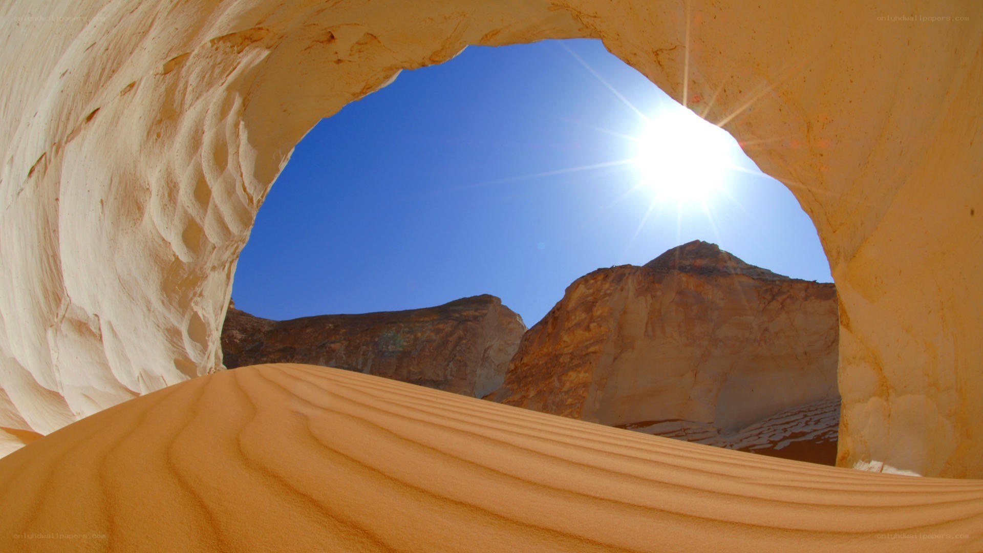 Sunlight through desert arch