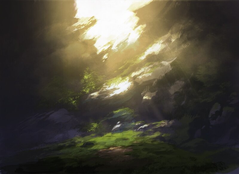 Sunlight Through Forest Canopy — Green, Dramatic, Morning