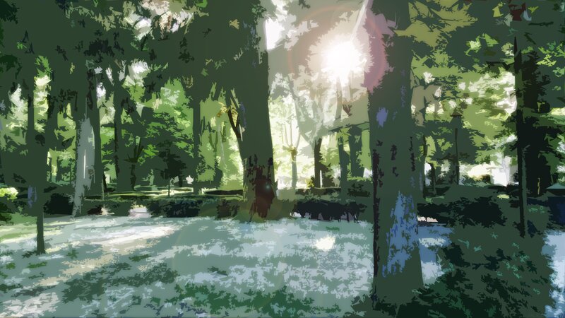 Sunlight Through Forest — Green, Serene, Afternoon, Digital Art