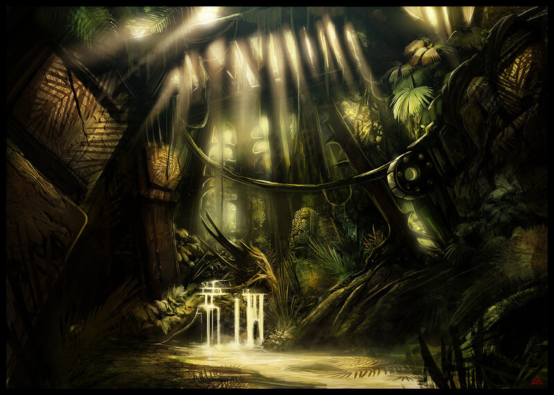 sunlight through jungle canopy