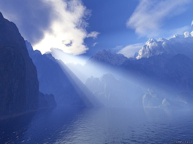 Sunlight through mountain clouds