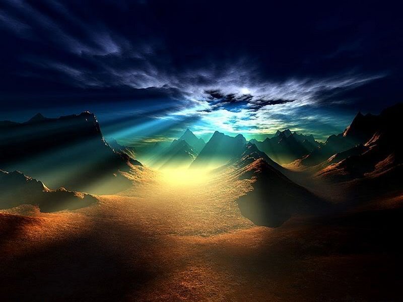 Sunlight through mountain clouds