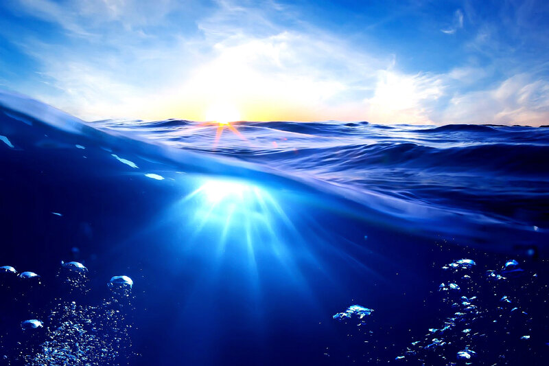 Sunlight Through Ocean Surface — Blue, Serene
