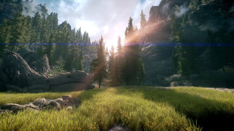 Sunlight Through Pine Trees — Green, Serene, Sunrise, 3d Render