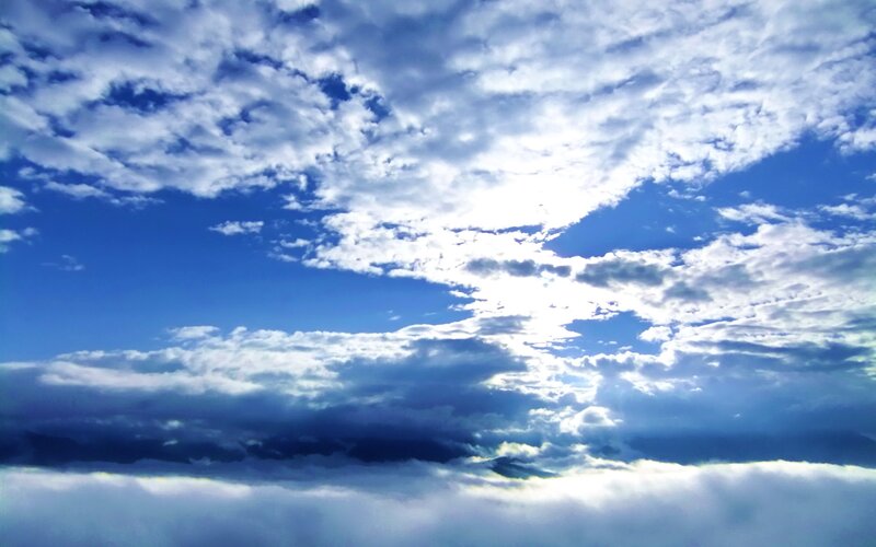 Sunlight through scattered clouds