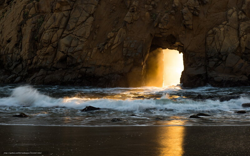Sunlight Through Sea Cave — Brown