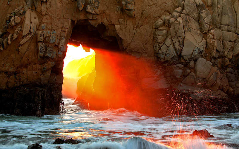 Sunlight Through Sea Cave — Orange